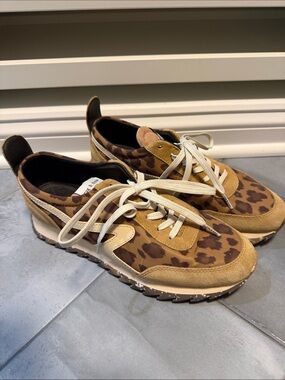rag & bone Leopard-Print Tan and Brown Suede Sneakers